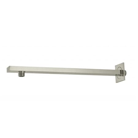 Westbrass 1/2" IPS x 16" Square 90-Degree Rain Arm W/ Flange in Satin Nickel D3712-07